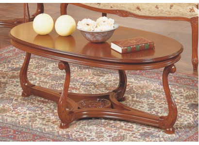 Ovaler Kaffeetisch braun lackiert Beistelltisch Holz Couchtisch Wohnzimmertisch