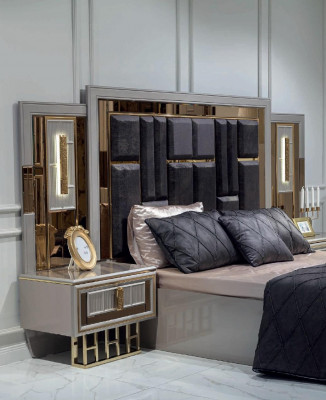 Schlafzimmer Bett Nachttisch Kleiderschrank Kommode Holz Set 5tlg.