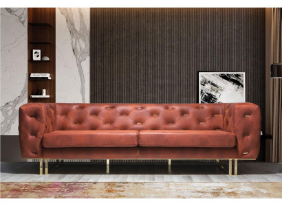 Chesterfield Textil Stoff Sofa Edles Design Klassische Möbel braun 3 Sitz