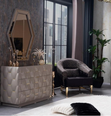 Kommode Anrichte Kommoden Spiegel Set Echtes Holz Italienische Möbel Modern Stil