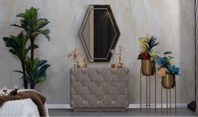 Kommode Anrichte Kommoden Spiegel Set Echtes Holz Italienische Möbel Modern Stil