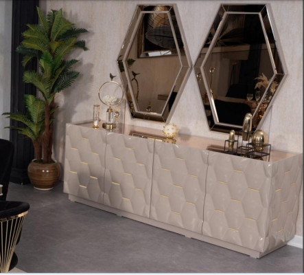 Sideboard Spiegel Anrichte Schrank 3tlg. Konsolentisch Edle Design Konsole Holz