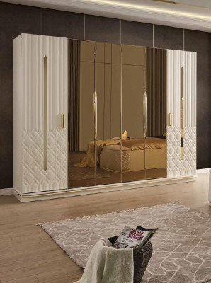 Schlafzimmer Bett Design Betten Nachttische Kleiderschrank 4tlg Set