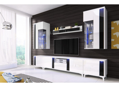 Hochglanz Wohnwand Schrankwand Deko Wohnzimmer Schrank Vitrine Sideboard