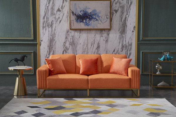 Dreisitzer Couch Polster Leder Sofa 3 Sitzer Couchen Holz Modern Stil Sofas