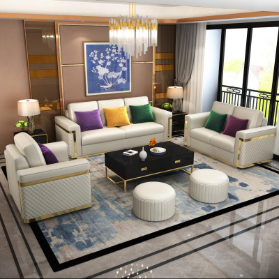 Komplett Set Sofagarnitur 3 2 1 Sitzer Designer 3tlg. Ledersofa 