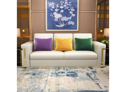 Design Polster Luxus Sitz Sofa Couch Textil Sofa 3 Sitzer Kunstleder Dreisitzer !