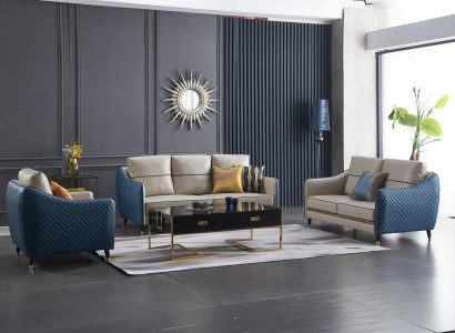 Wohnlandschaft Sofa Polster Sofagarnitur 3+2+1 Couchtisch Beistelltisch
