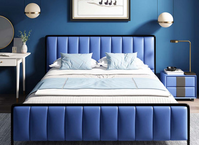 Design Doppelbett Lederbett Betten Bett Leder Schlafzimmer Polster Ehe 180x200
