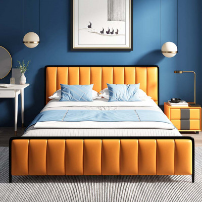 Design Doppelbett Lederbett Betten Bett Leder Schlafzimmer Polster Ehe 180x200