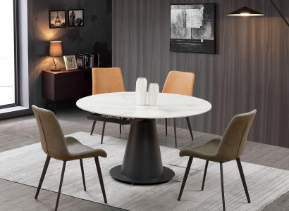 Runder Tisch Edelstahl Marmor Imitat Stein Esstisch Esszimmer Tische