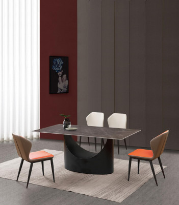 Design Ess Tisch 4 Stühle Set Garnitur Zimmer Gruppe 5 tlg. Tische Marmor