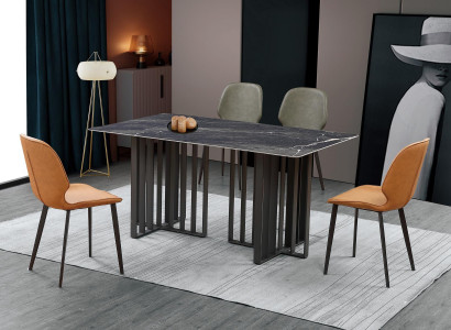 Luxus Esstisch Edelstahl Marmor Imitation Stein Tisch Esszimmer 180x90cm