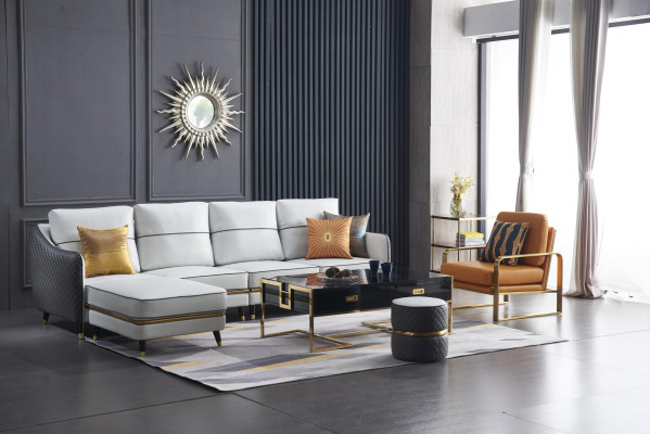 Wohnlandschaft Ecksofa L Form Deko Sessel Set Garnitur Modern Sofa Leder
