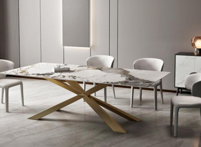 Design Wohn Tische Ess Zimmer 180x90cm Möbel Tisch Esstisch Edelstahl x beine