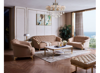 Chesterfield Design Sofa Couch Polster Sitz Garnitur 3+2+1 Leder Luxus