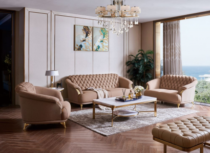 Chesterfield Design Sofa Couch Polster Sitz Garnitur 3+2+1 Leder Luxus