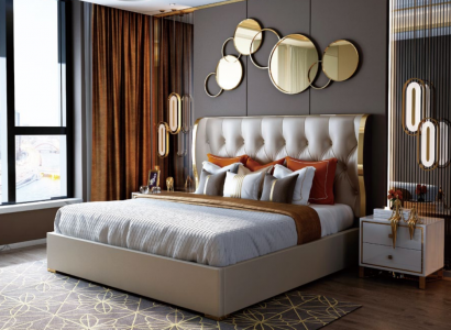 Designer Doppelbett Bett Hotel Luxus Schlafzimmer 180/200x200cm Leder