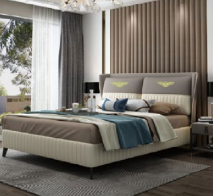 Designer Doppelbett Bett Hotel Luxus Schlafzimmer 150/180x200cm Leder Neu