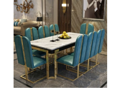 Luxus Esstisch Tisch Metall Tische Designer Möbel Konferenz Marmor
