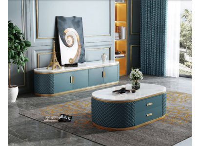 Anrichte Low Board Side Schrank Wohn Zimmer Sideboard Couchtisch 2tlg. Set