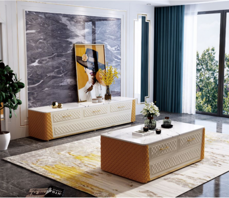 Sideboard TV Lowboard RTV XXL Schrank Tisch Wohnzimmer Holz Marmor