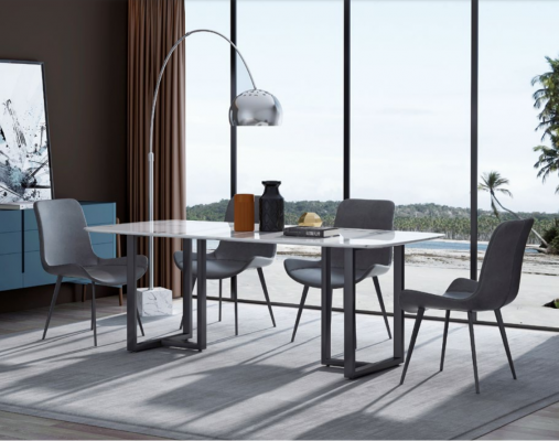 Design Esszimmer Gruppe Tisch + 4 Stühle Sitz Polster Deko Garnitur Tische