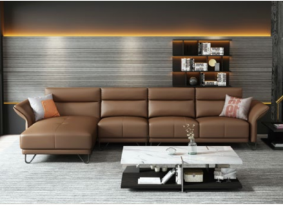 Italienische Design Leder Sofa Stil Möbel Couchtisch Sitz Polster Eck Garnitur