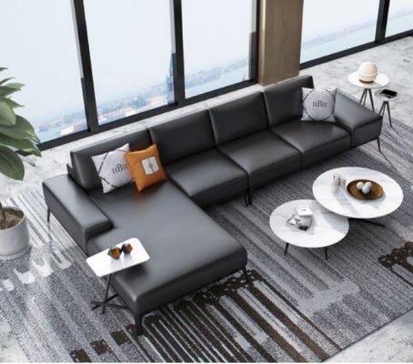 Italienische Polster Sitz Ecke Leder Couch Moderne Garnitur Wohnlandschaft