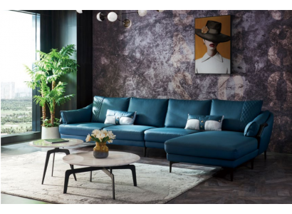Italienische Polster Sitz Leder Ecke Garnitur Couch Moderne Wohnlandschaft