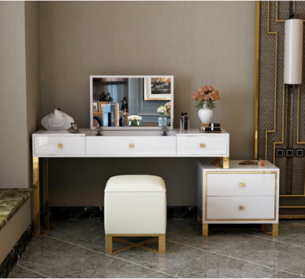 Schminktisch Spiegel Hocker Komplett Set Kommode Schlafzimmer Neu 3tlg.