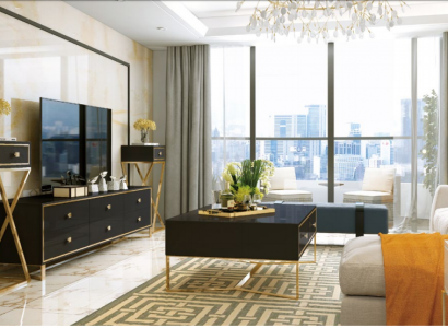 Italienische Designer Möbel 2tlg. Set Kommode + Couchtisch Hochglanzl