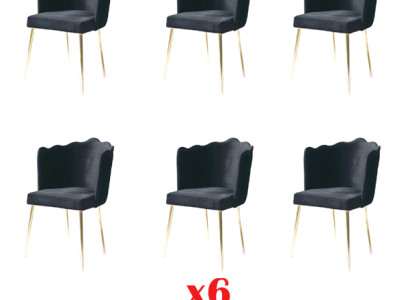 Gruppe Garnitur 6 Stühle Set Textil Polster Sitz Edelstahl Esszimmer