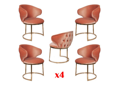Design Stuhl Set 4x Edelstahl italienischer Stil Polster Garnitur Neu