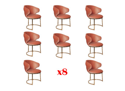 Esszimmer Textil Set 8x Design Stuhl Metall Lehnstuhl Garnitur Stühle