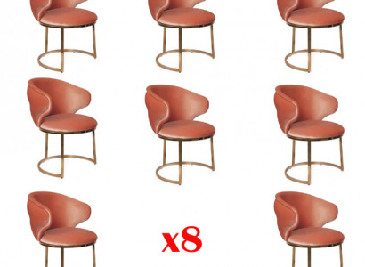 Esszimmer Textil Set 8x Design Stuhl Metall Lehnstuhl Garnitur Stühle