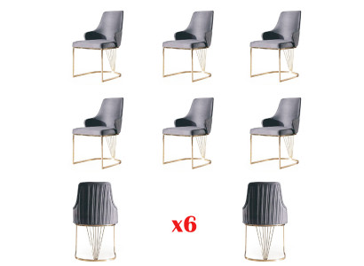 Gruppen 6x Stühle Sessel Lehn Polster Hotel Textil Neu Garnitur Stuhl Set Sets