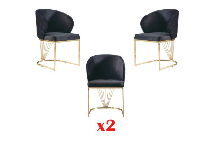 Stuhl 2x Stühle Gruppe Set Wohn Esszimmer Garnitur Modern Stil Textil