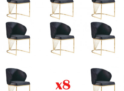 Set 8 Stuhl Gruppe Lehnstuhl Polster Stühle Esszimmer Stoff Möbel Sessel