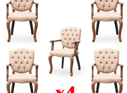 Esszimmer Stuhl Garnitur Sessel Design 4 Stühle Gruppe Set Polster Neu