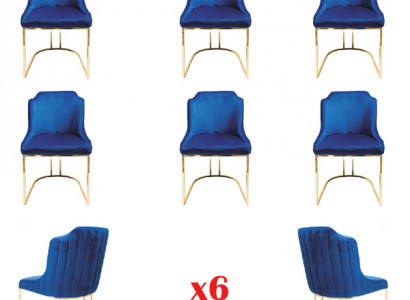 Garnitur Set 6x Esszimmer Stuhl Sitz Gruppe Stühle Textil Polster