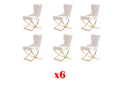 Garnitur Stühle 6x Polster Design Lounge Sitz Lehn Gruppe Möbel Stühle