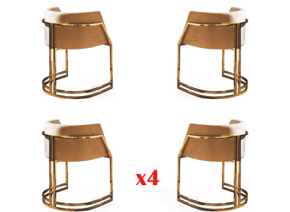 Küche Esszimmer Modern 4x Sessel Stuhl Edelstahl Stoff Polster Stühle