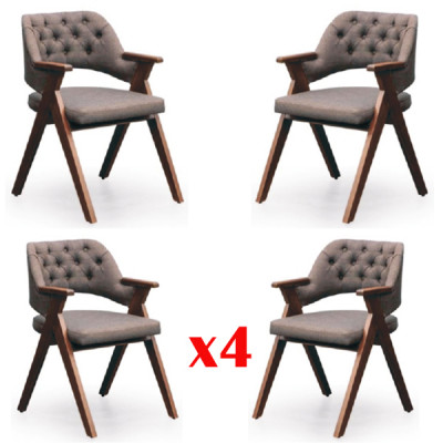 Garnitur 4x Stuhl Set Gruppe Chesterfield Lehnstuhl Esszimmer Stühle Garnitur