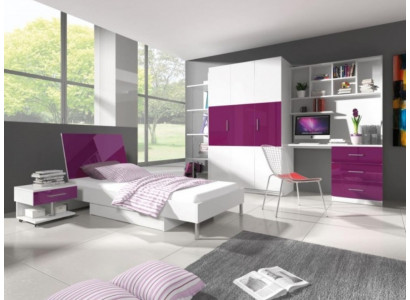 Bett + Nachttisch Kinderzimmer Möbel Bett Kinderbett Nachttisch 2tlg. Lila Neu