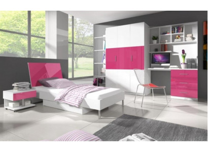 Bett + Nachttisch Kinderzimmer Schlafzimmer Möbel Betten 2tlg Set Rosa