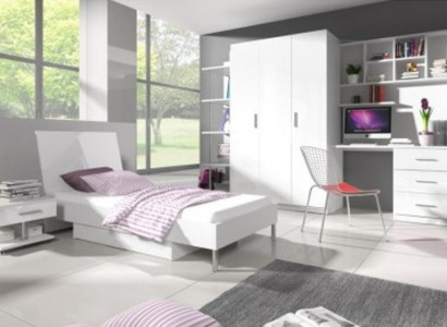 Modernes Kinderzimmer Set Bett Nachttisch Schrank Schreibtisch Bücherregal 5tlg.