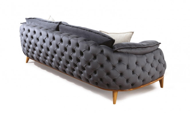 Chesterfield mit Holz Textil Couch Sofagarnitur 331 Sitz Set Polster