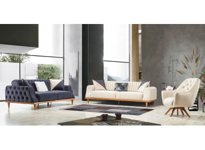Sessel Beige 1 Sitzer Wohnzimmer Klassische Design Chesterfield