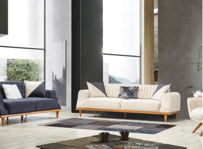 Sofa 3 Sitzer Beige Wohnzimmer Elegantes Design Chesterfield Italienischer Stil